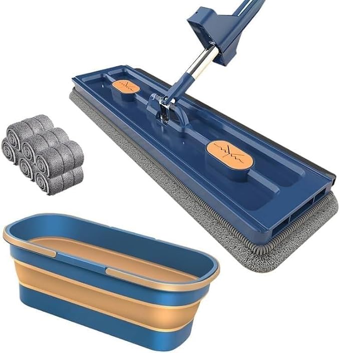 Blue Mop+bucket With 6 Mop Pads