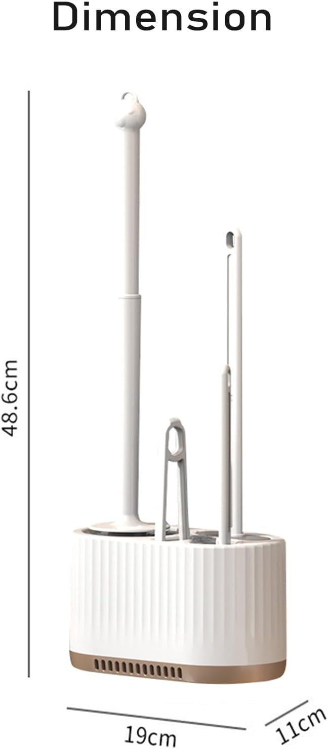 White 4 in 1 Toilet Brush and Holder Set