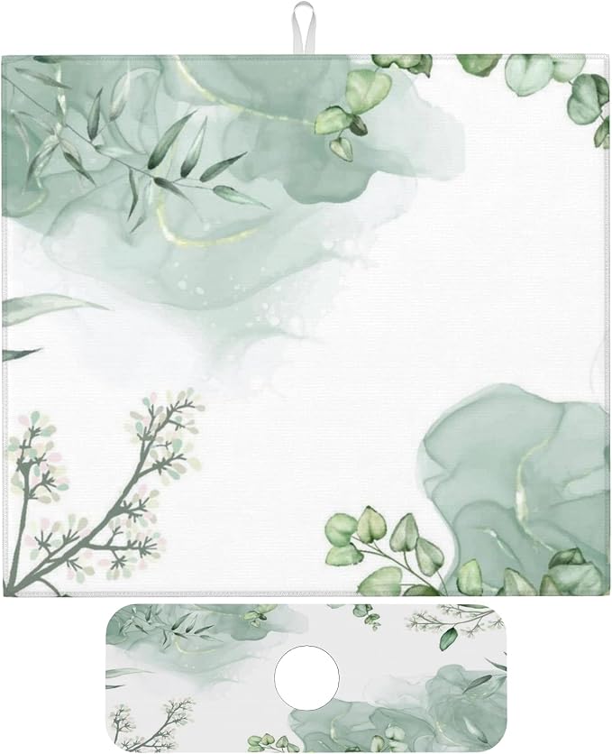 Watercolor Green Leaf Floral