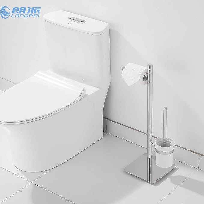 Brass Toilet Brush and Roll Paper Holder Set