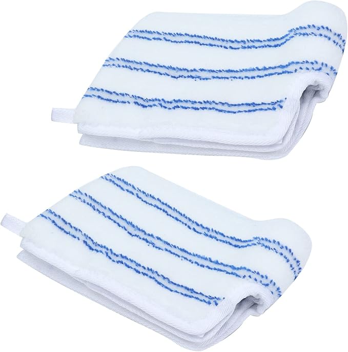 Blue & White Stripe Microfiber Mop Pads | Reusable, Machine-washable Mop Head Replacement