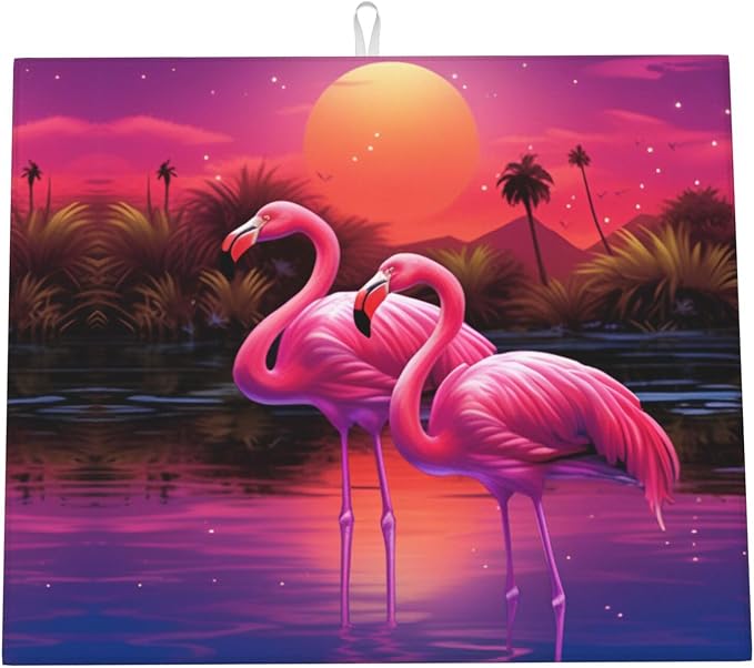 Tropical Plant Pink Flamingo Pair