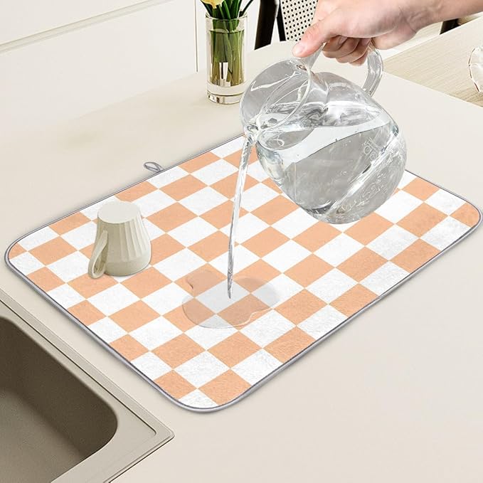 White Peach Plaid Checkerboard