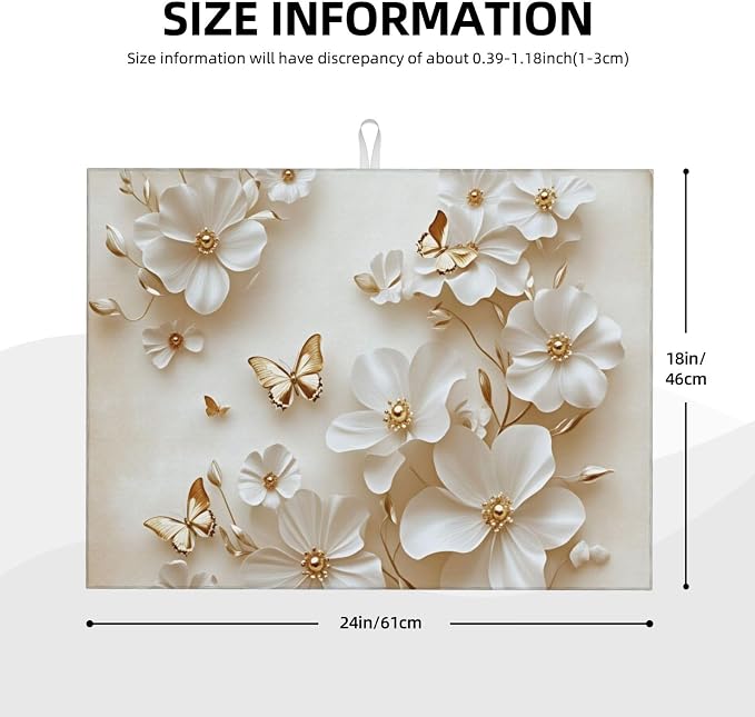 White Flowers Gold Butterflies Elegant
