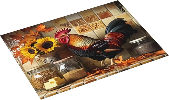 Rooster Sunflowers Autumn Leaves Kitchen