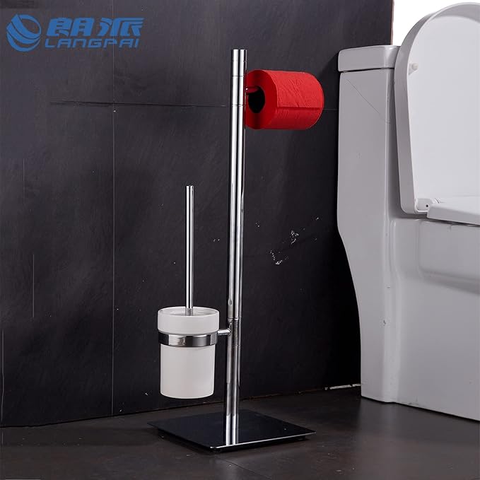 Brass Toilet Brush and Roll Paper Holder Set