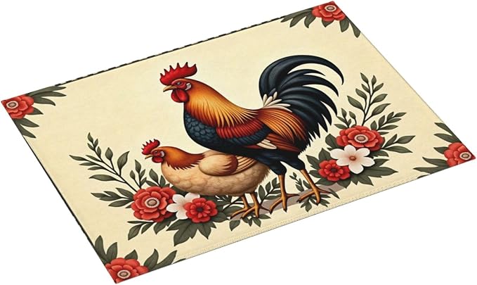 Rooster And Hen Floral