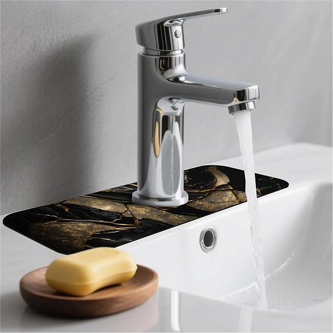 Black and metallic gold marble