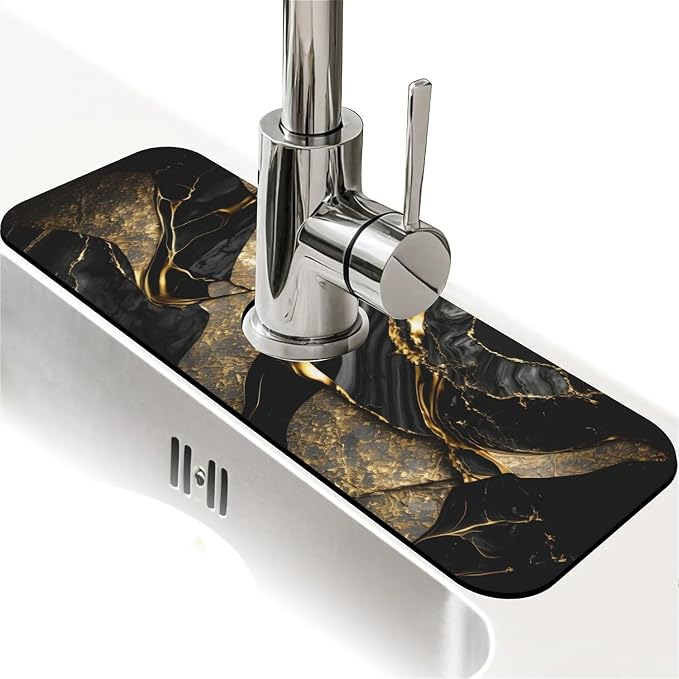 Black and metallic gold marble