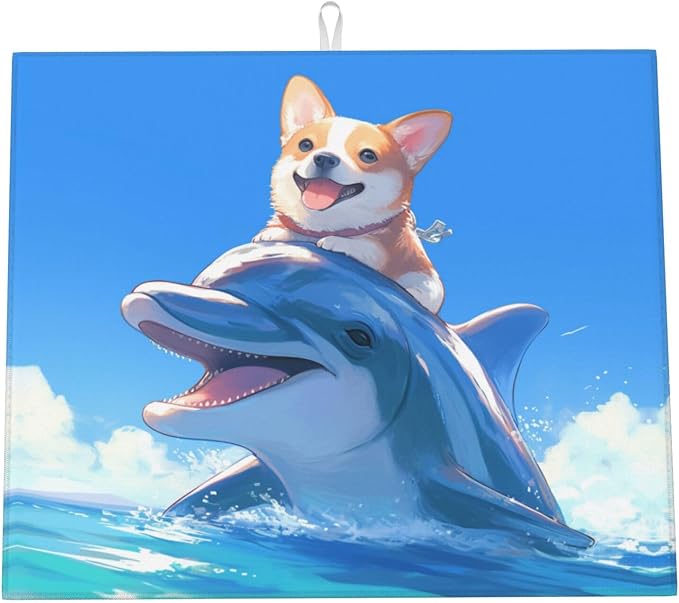 Cute Corgi Riding Dolphin