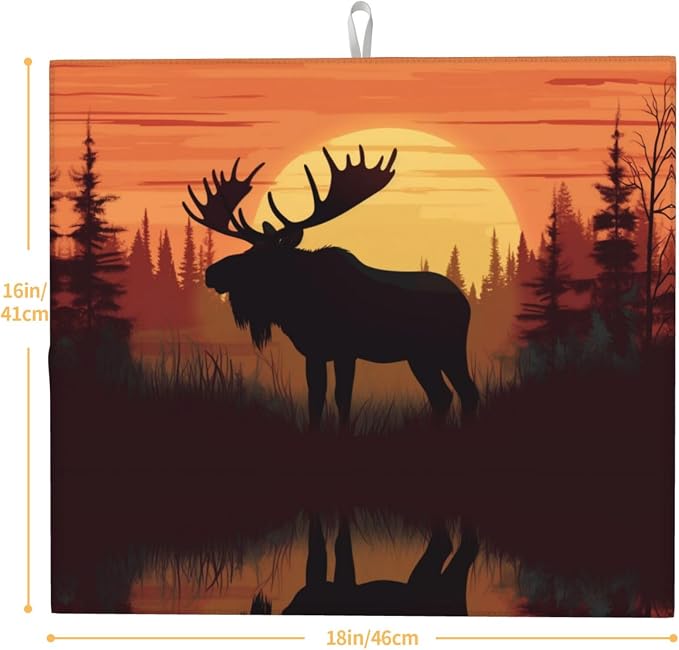 Sunset Pine Tree Moose Silhouette