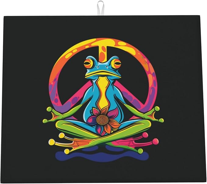 Colorful Meditating Frog Peace Sign