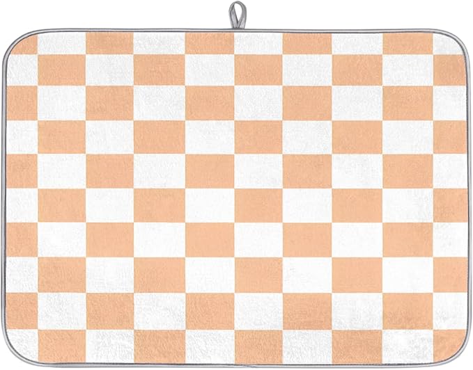 White Peach Plaid Checkerboard