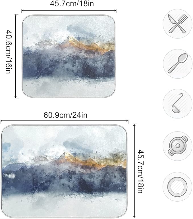 8 Black Watercolor Mountain Peak