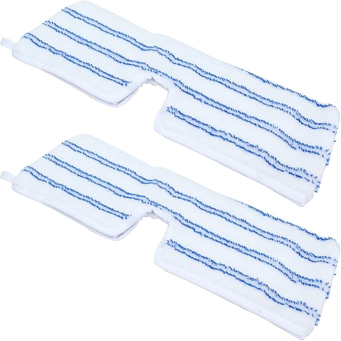 Blue & White Stripe Microfiber Mop Pads | Reusable, Machine-washable Mop Head Replacement