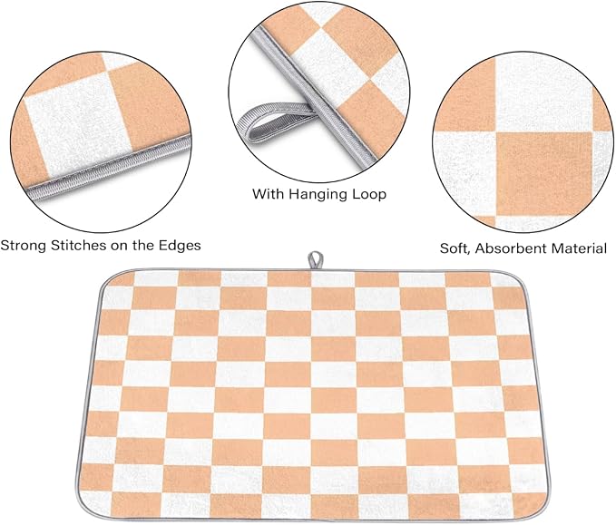 White Peach Plaid Checkerboard