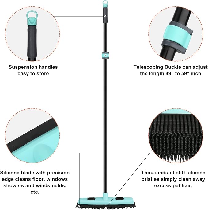 Elegant Blue Rubber Broom
