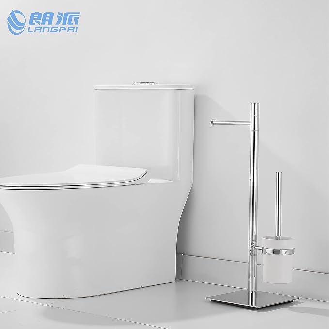 Brass Toilet Brush and Roll Paper Holder Set