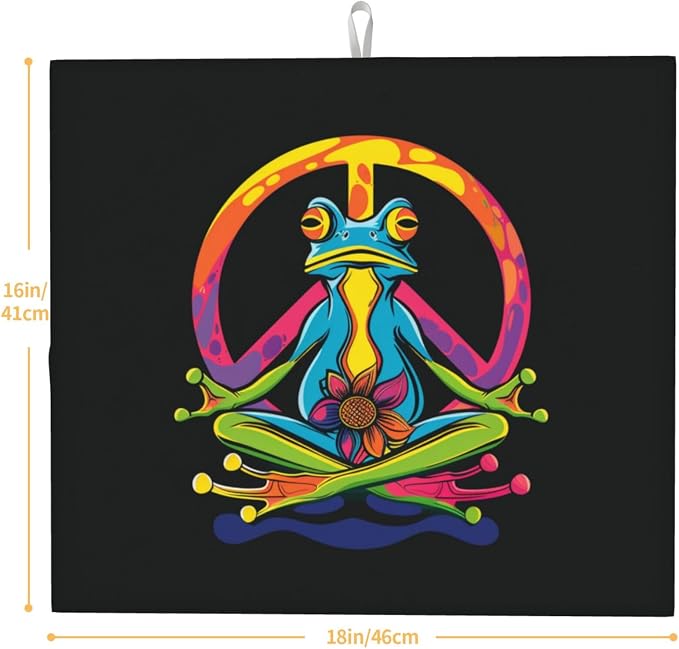 Colorful Meditating Frog Peace Sign