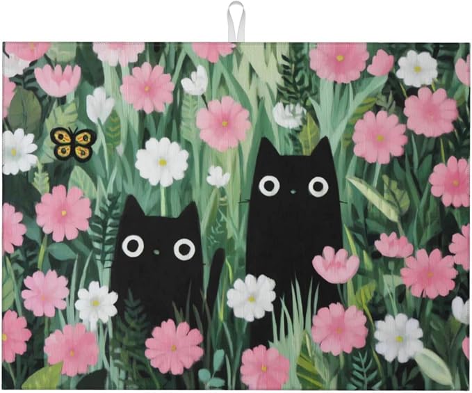 Black Cat Hawaiian Print