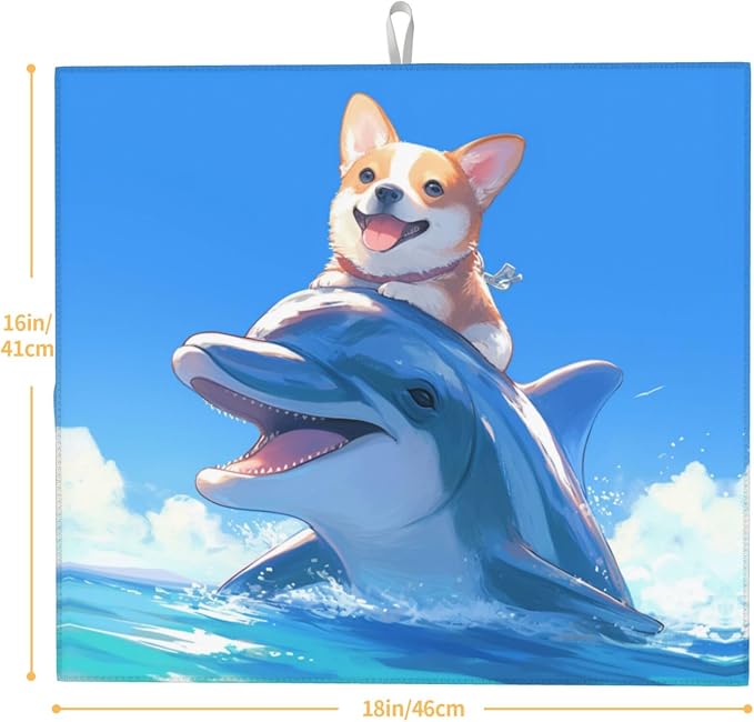 Cute Corgi Riding Dolphin