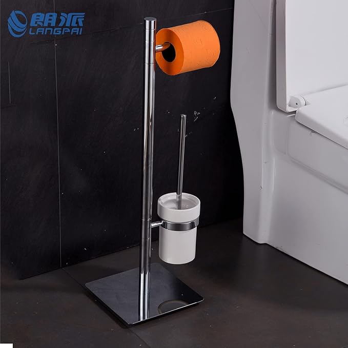 Brass Toilet Brush and Roll Paper Holder Set