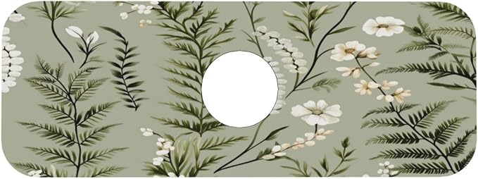 Green Fern And White Flower