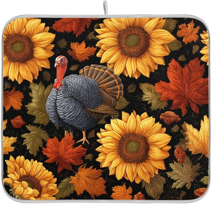 Black Thanksgiving Turkey and Sunflowers
