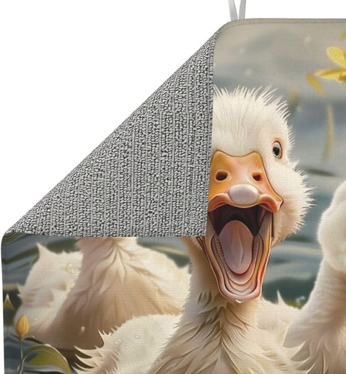 White Baby Ducks Yellow Flowers