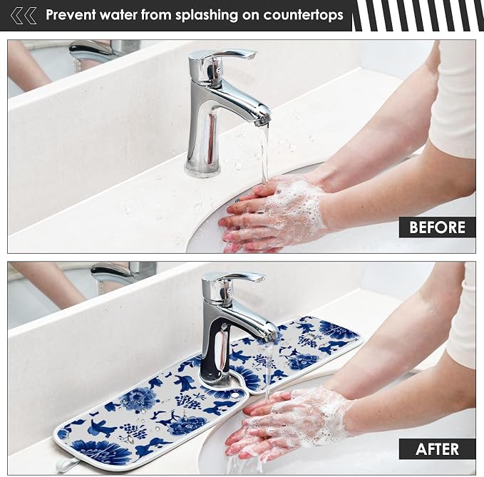Floral Blue and White Tile