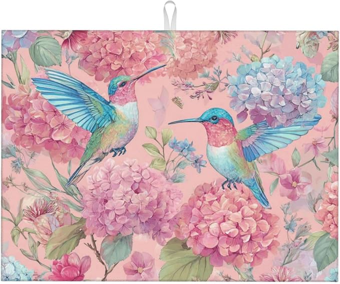 Hummingbirds Pink Watercolor