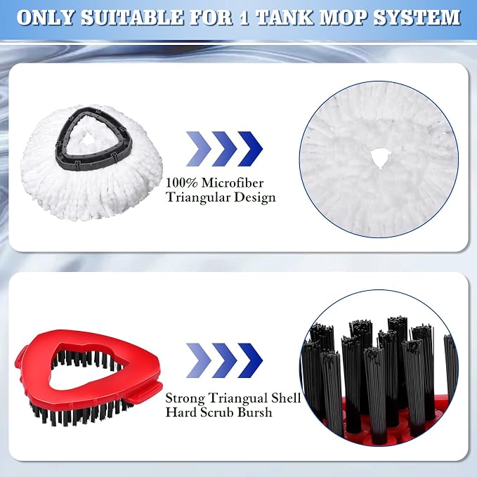 4 White Mop Heads+1 Brush+1 Base