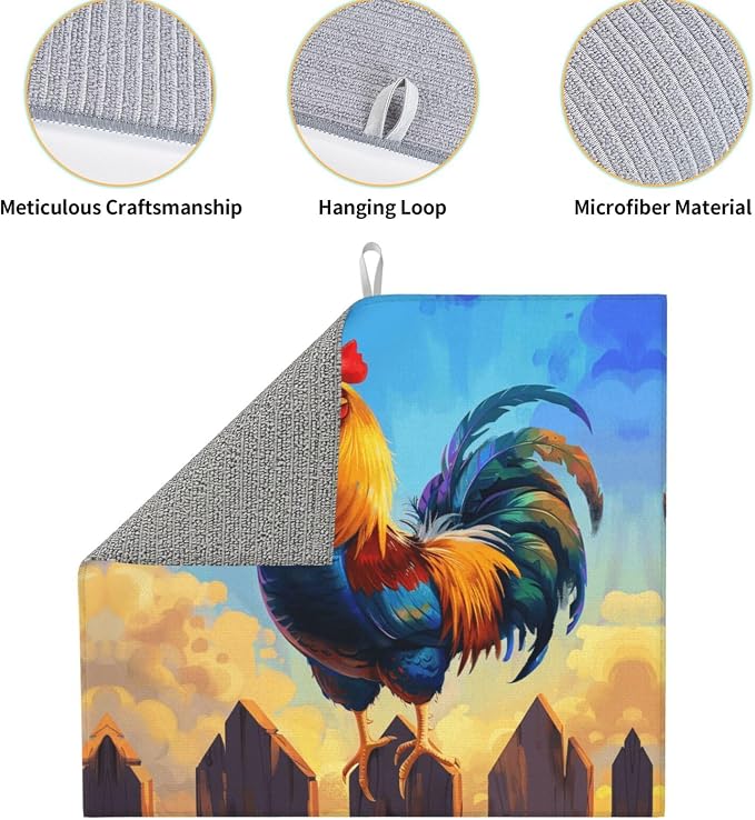 Blue Sky Fence Colorful Rooster