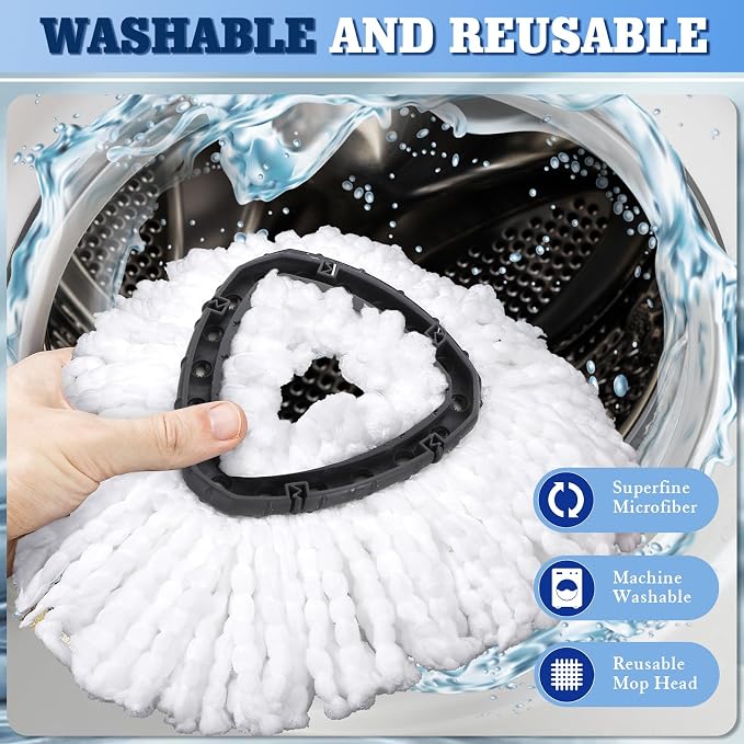 4 White Mop Heads+1 Brush+1 Base