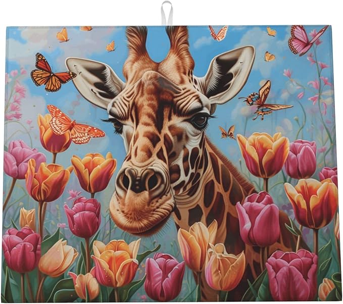 Giraffe Tulip Butterfly Floral