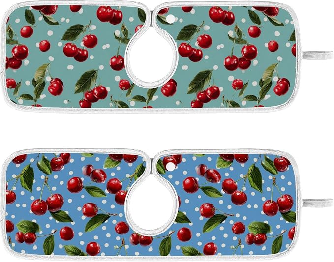 Green Blue Cherry and Polka Dots