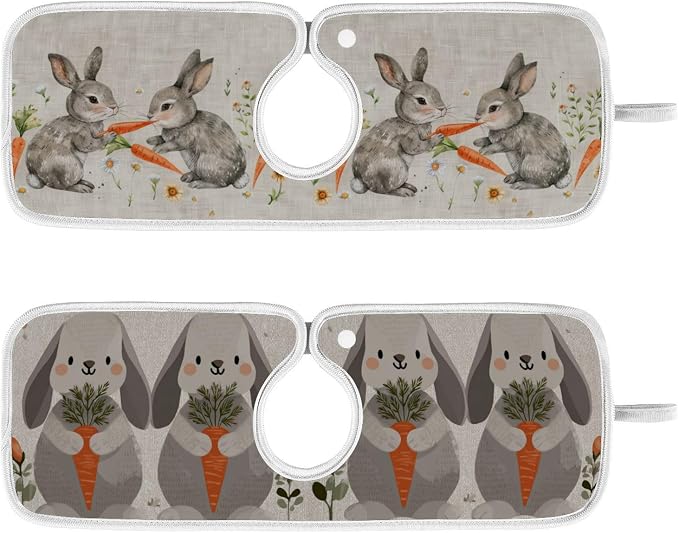 Cute Grey Bunny Carrot Daisy