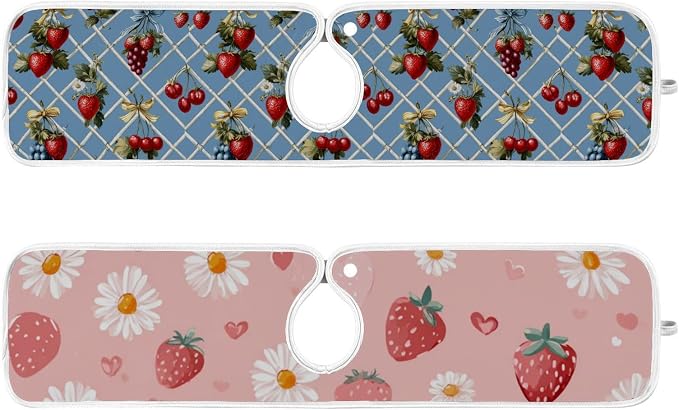 Vintage Grid Strawberry Hearts