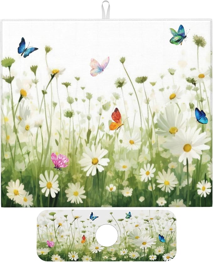 Vintage Watercolor Daisy Butterfly