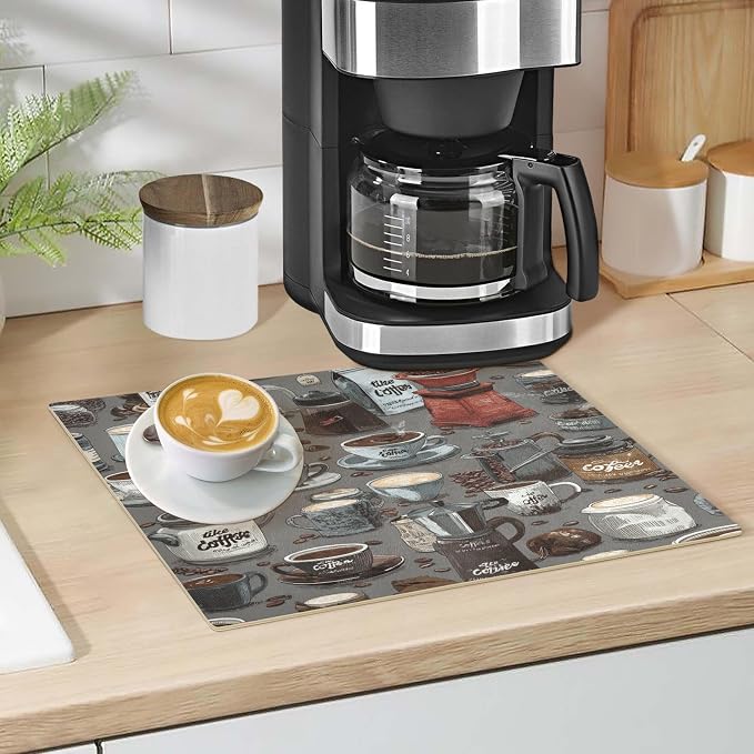 Gray Coffee Cups Grinders Beans