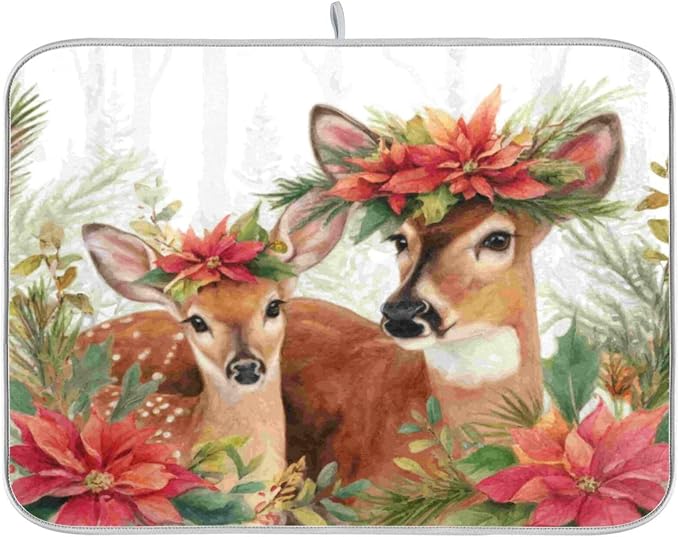 christmas deer poinsettia wreath