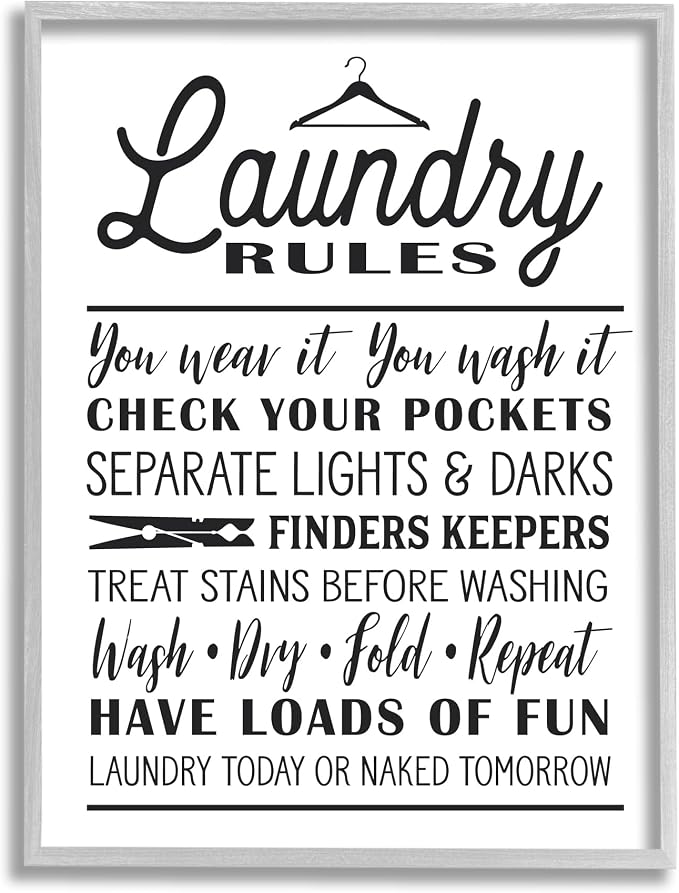 Laundry Rules Hanger Typography