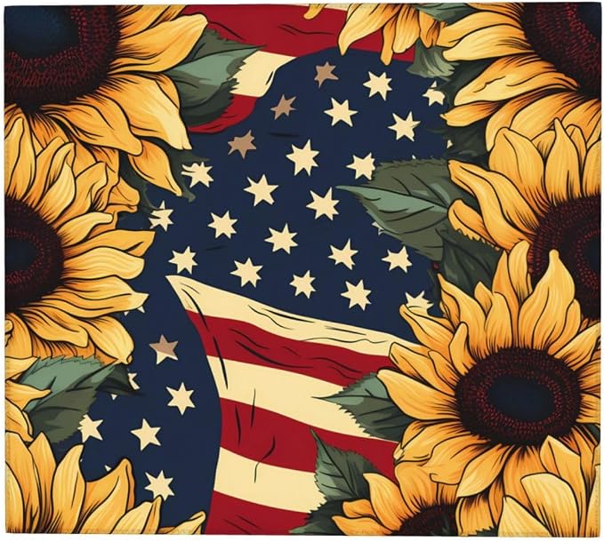 Red Stars and Lines Sunflowers