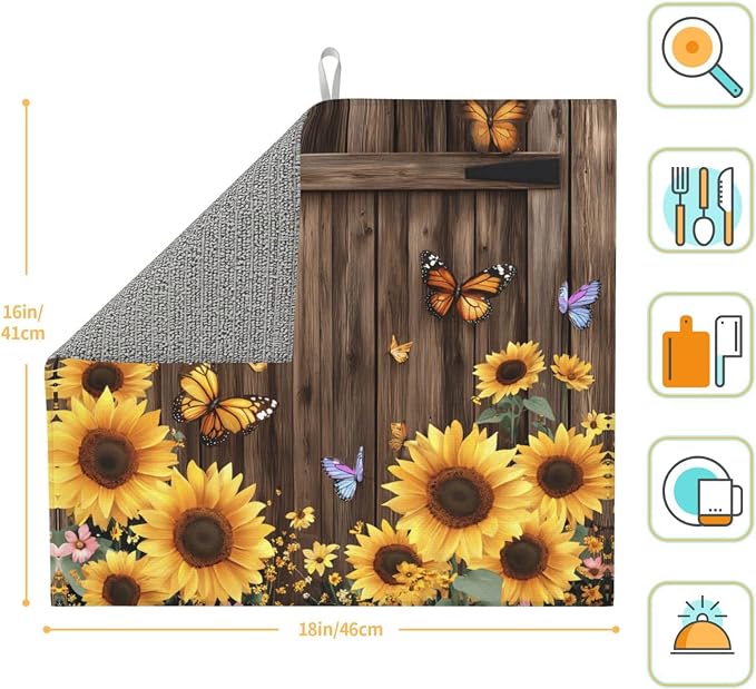 Brown Planks Sunflowers