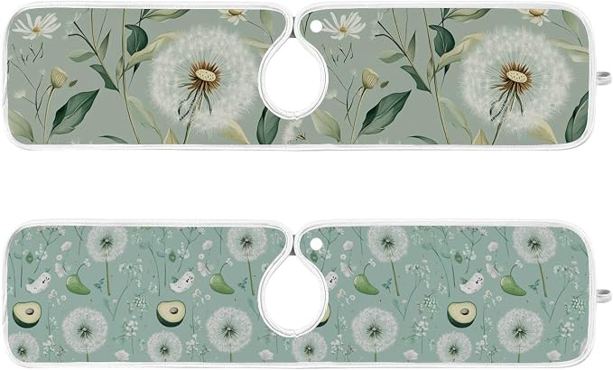 Sage Green Dandelion Mint Green Floral Avocado