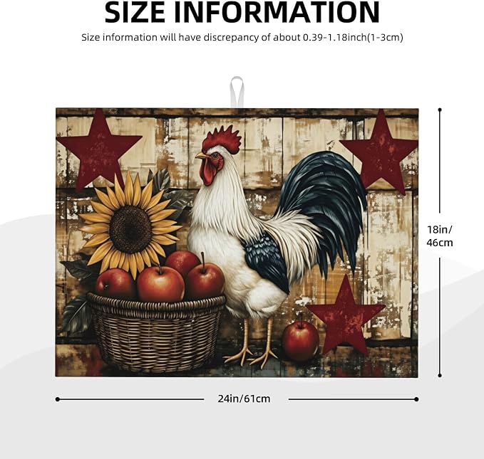 Farmhouse Rooster Sunflower Apples Basket Stars