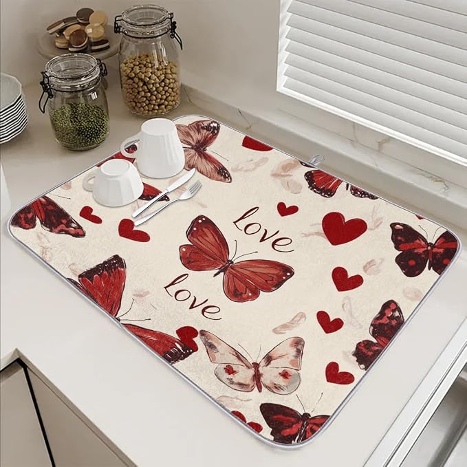 Red Butterflies And Hearts