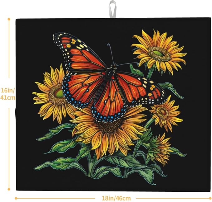 Orange Butterfly Yellow Sunflower