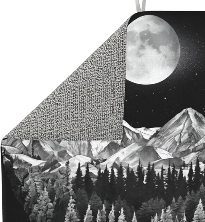 Mountain Forest Moon Night Sky