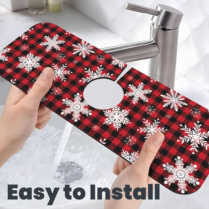 Snowflake Christmas Red Buffalo Plaid